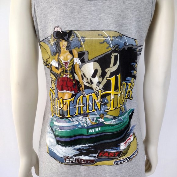 Bella Heather Gray Captain Hook Pinup Soft Lightweight Long Tank - Picture 7 of 10